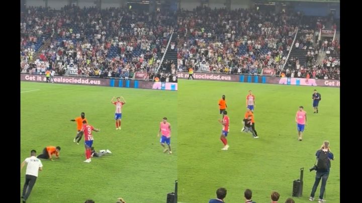 VIDEO | Seguridad taclea a niño en partido Atlético de Madrid vs Real Sociedad