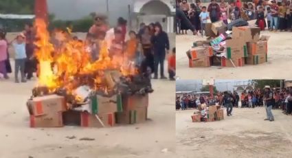 VIDEO | Otra vez en los Altos de Chiapas, queman libros de texto gratuitos de la SEP