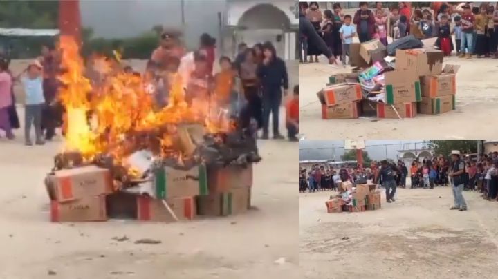 VIDEO | Otra vez en los Altos de Chiapas, queman libros de texto gratuitos de la SEP