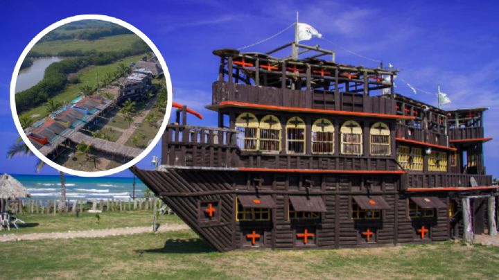 Conoce el gran barco pirata de madera que se ubica en costas del norte de Veracruz