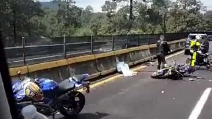 VIDEO | Motociclista muere al impactarse en la México-Cuernavaca