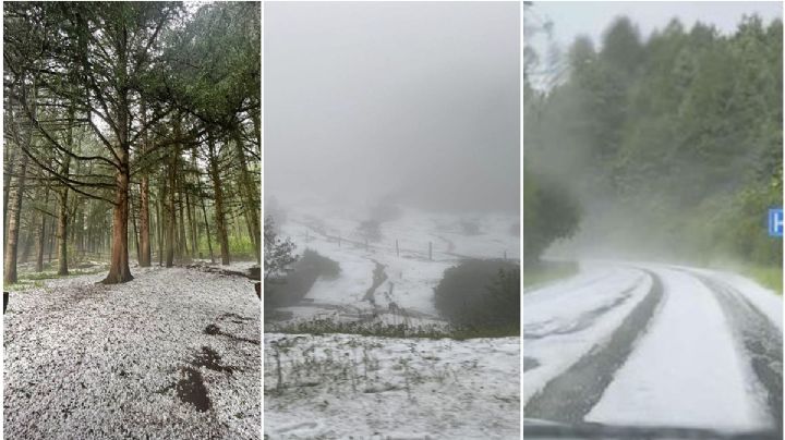 Granizo deja hermosa sábana blanca de hielo en El Chico | FOTOS
