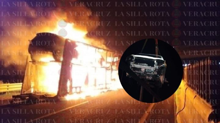 Se incendia remolque cargado con vehículos en carretera de Nogales, Veracruz