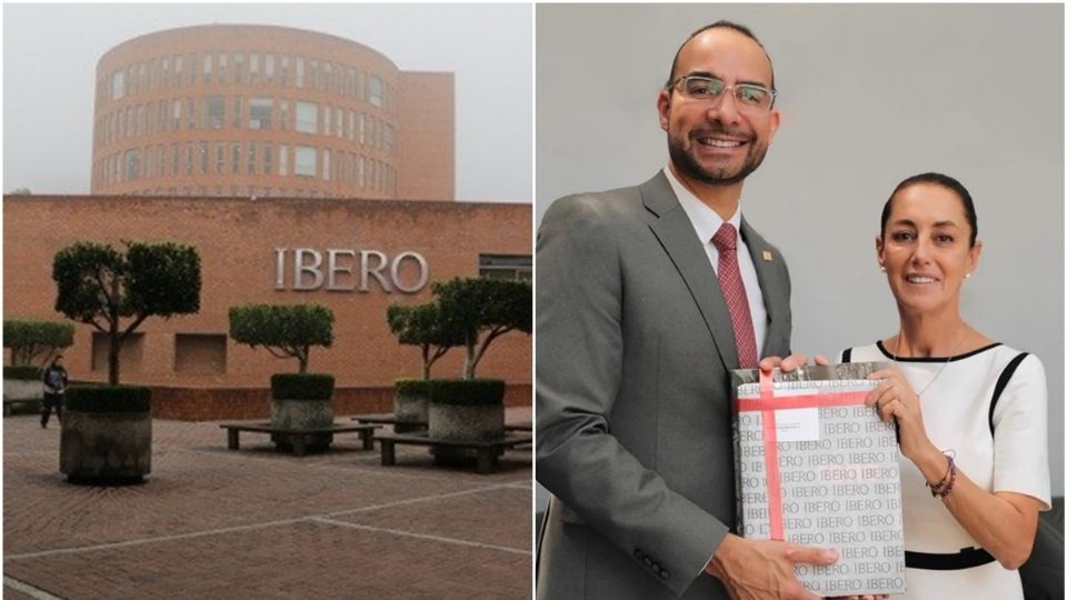 El rector de la Ibero, Luis Arriaga, y la corcholata Claudia Sheinbaum