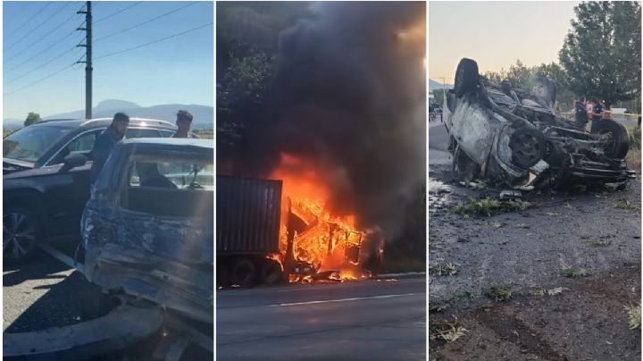 Accidentado miércoles en Hidalgo: dos carambolas y camioneta incendiada | FOTOS
