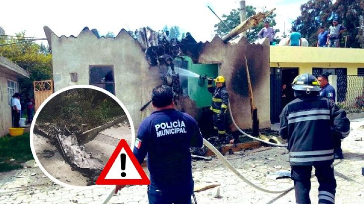 Avioneta salió de Veracruz y se desploma en casa de Puebla; hay 3 muertos
