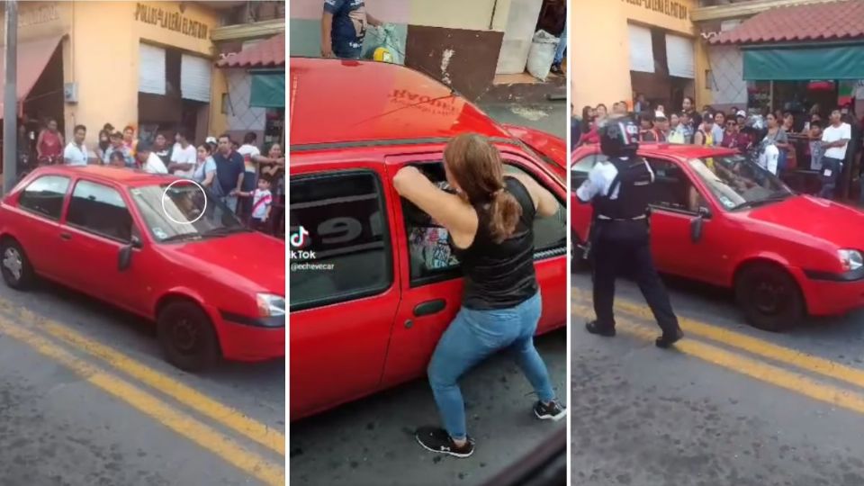 Mujer encuentra a su esposo con otra en calle de Orizaba y le arma pleito