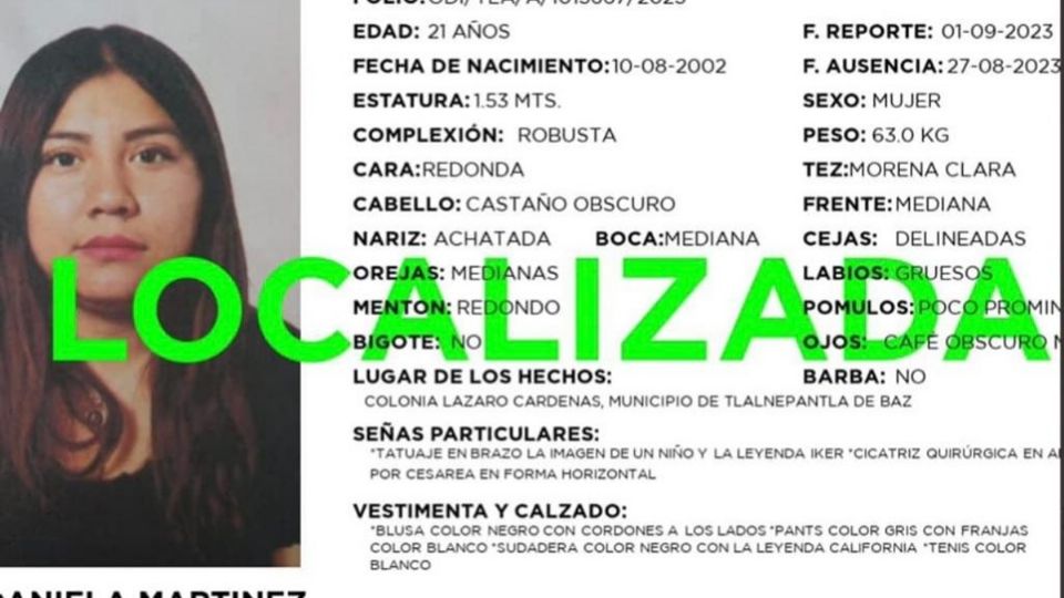 Localizan con vida a Daniela, extraviada en Ecatepec desde hace dos semanas