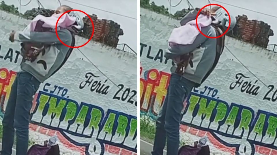 La señora disfraza a su perro como si fuera un bebé para causar lástima y pedir dinero en la calle.