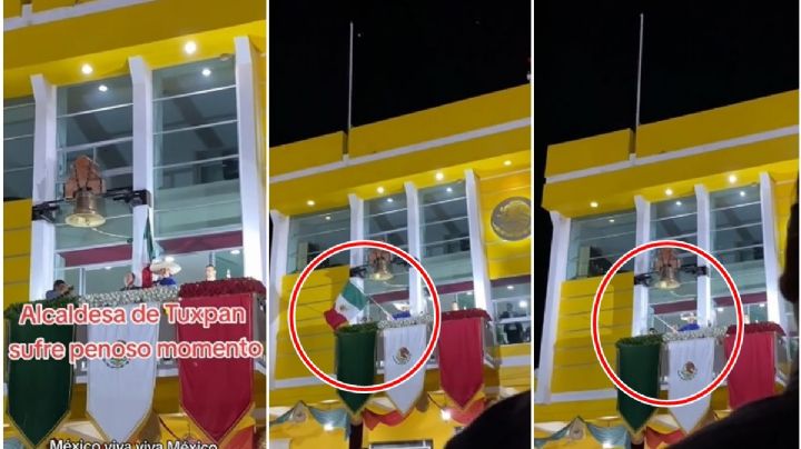 Se le cayó la Bandera de México a alcaldesa de Tuxpan, Jalisco | VIDEO