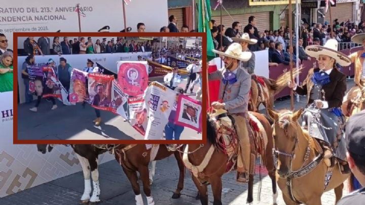 Colectiva exhibe a deudores alimenticios en desfile militar I VIDEO