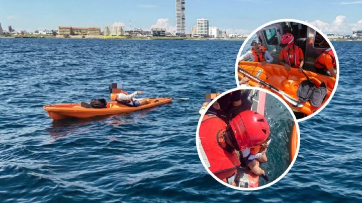 Así fue el rescate de kayakistas varados frente a Isla de Sacrificios en Veracruz