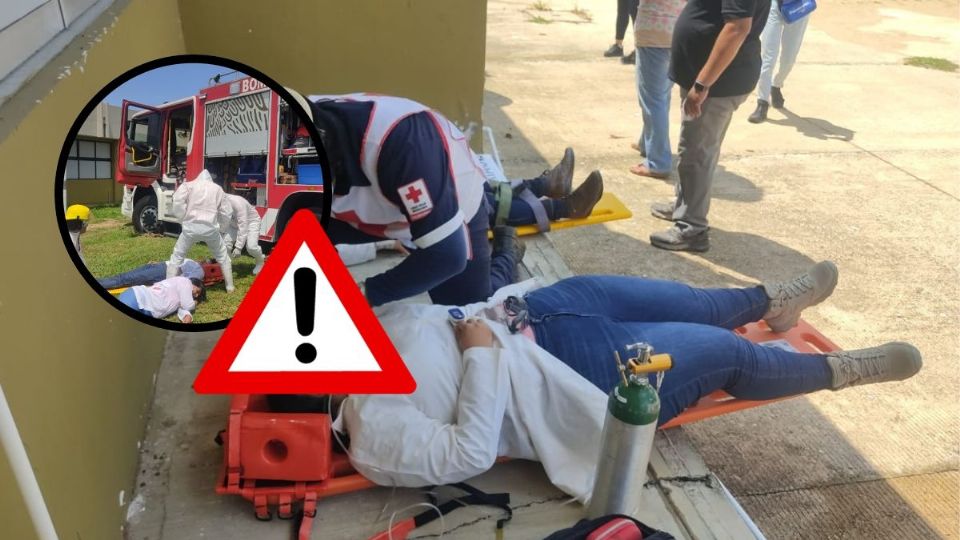 Simulacro de fuga de amoniaco en el Tecnológico de Coatzacoalcos, Veracruz