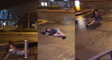 VIDEO | Vientos del tifón Saola arrastran por las calles a mujer en Hong Kong