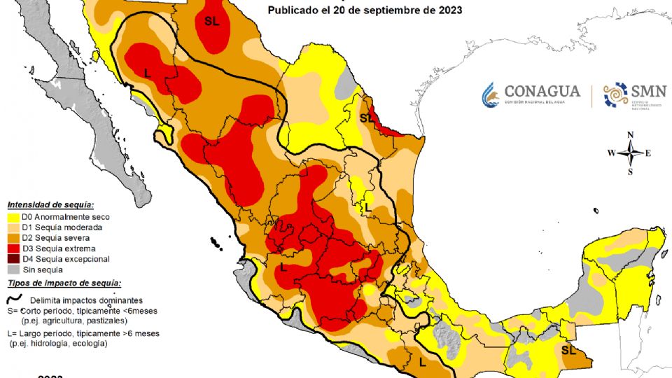 El  mapa de Guanajuato está cubierto todo por indicadores de sequía.