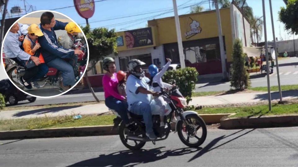 En una motocicleta pueden viajar solamente 2 personas.