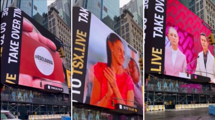 Este político veracruzano pagó espectacular de Claudia Sheinbaum en Times Square