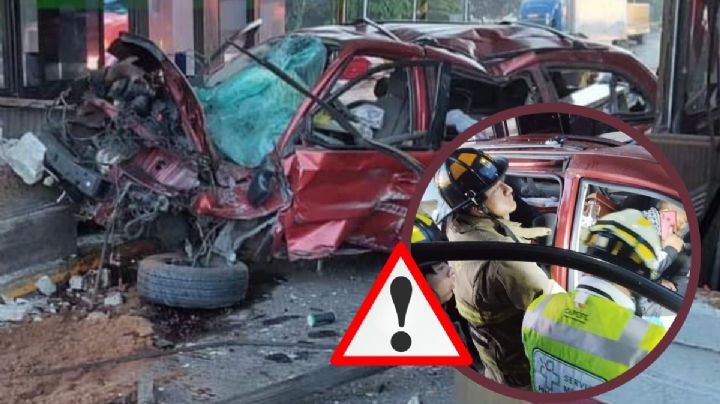 Carroza fúnebre choca contra plaza de cobro de la ex caseta de Fortín, Veracruz