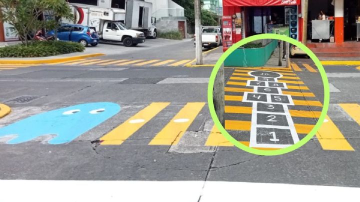 Cultura vial: en Córdoba, Veracruz, pintan pasos peatonales con juegos