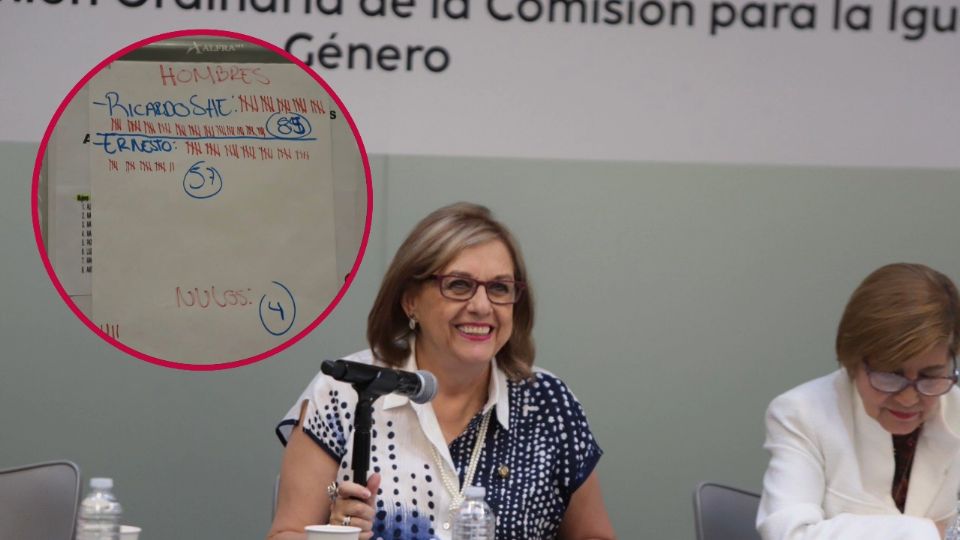 La senadora Mícher Camarena criticó que gente de otros partidos llegue a corromper los procesos de Morena. En el círculo, la votación por precandidatos rumbo a la gubernatura de Guanajuato.