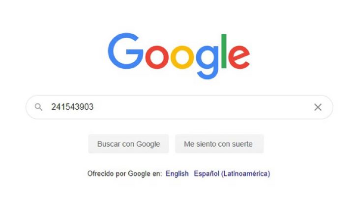 ¿Qué está pasando cuando escribes el número 241543903 en Google?