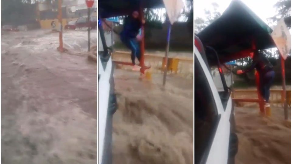 VIDEO | Rescatan a una joven de caer al canal de La Presa en Tlalnepantla