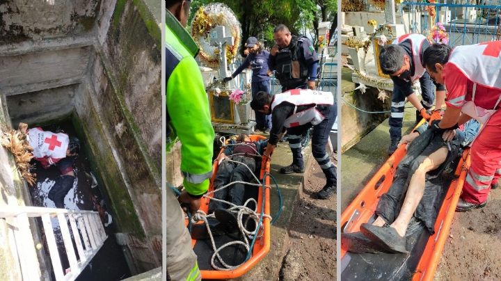 ¡Qué susto!: cae a tumba en el panteón, ahí pasó la noche