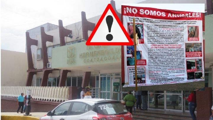 Con lona gigante, doctores del IMSS Coatzacoalcos piden mejores condiciones: "No somos animales"