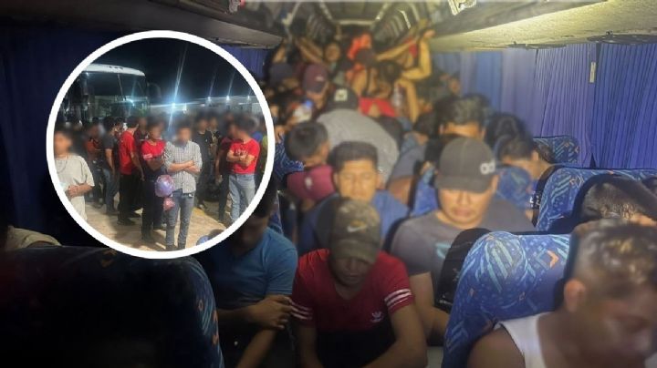 Aseguran autobús con 182 migrantes en Las Choapas; viajaban hacinados