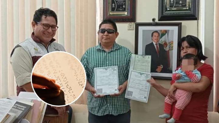 Por vez primera en el sur de Veracruz, entregan actas en braille a pareja de invidentes