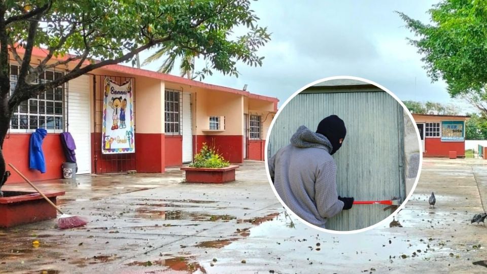 Sujetos desconocidos causaron daños a la escuela durante el robo