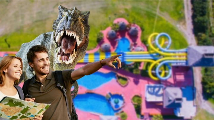 Jurassic Park a la hidalguense en este balneario ambientado entre dinosaurios