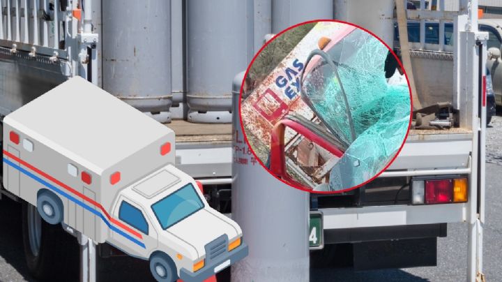 Queda prensado repartidor de gas tras volcar en carretera de Hidalgo