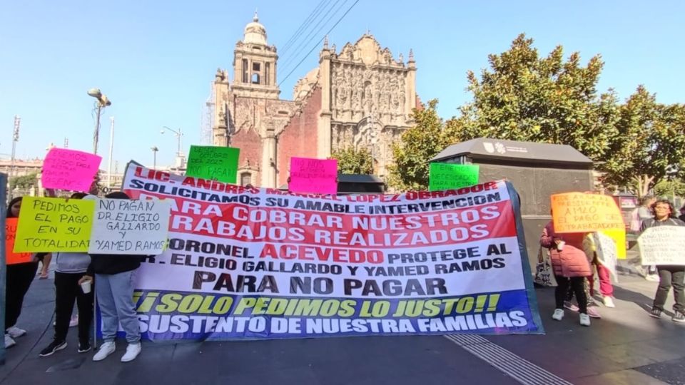 Manifestación por adeudos del Tren Maya.