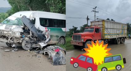 Transportista y estudiante resultan heridos en brutal accidente sobre carretera de Hidalgo