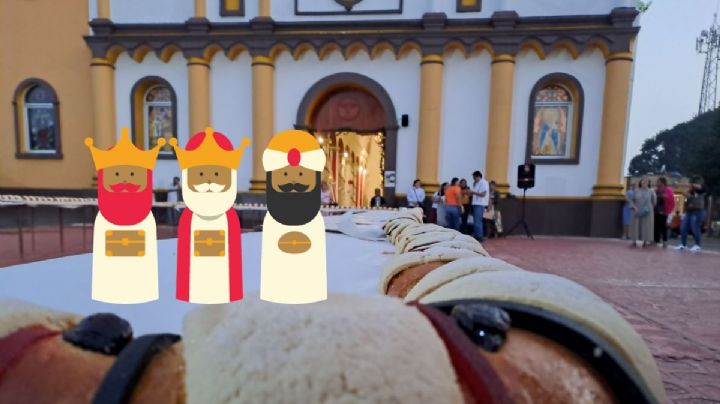 Parten rosca de Reyes de 80 metros en iglesia de Zaragoza, al sur de Veracruz