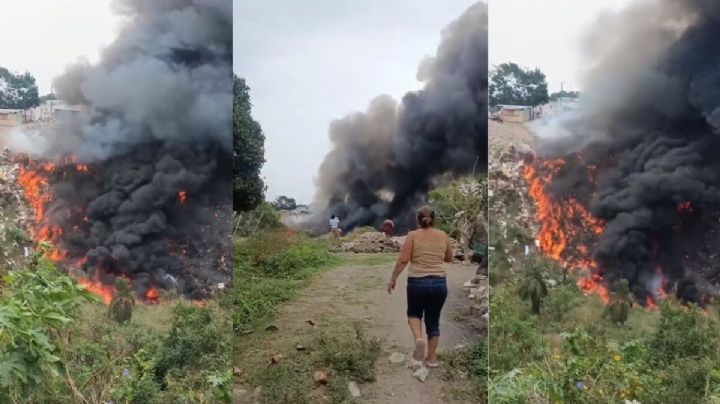 Incendio en basurero clandestino alerta a vecinos de Río Medio en Veracruz