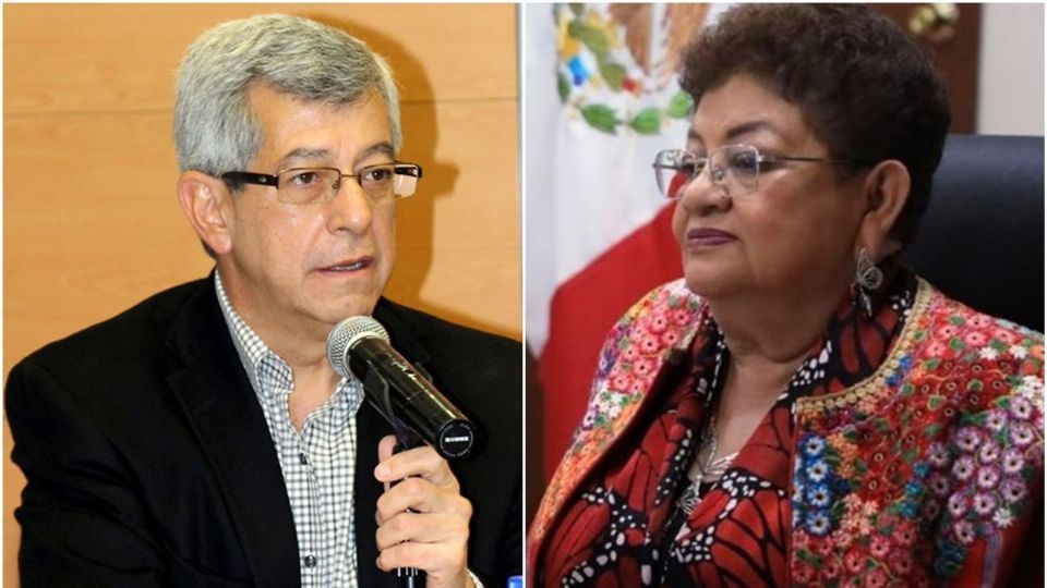 El académico Mauricio Merino y la fiscal Ernestina Godoy