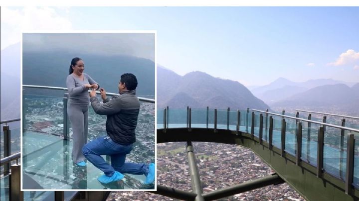 Gris y Luis, pareja de Oaxaca que se comprometió en Atalaya de Cristal de Orizaba