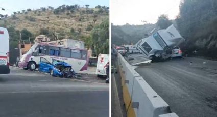 Tráiler choca con varios vehículos; hay 2 muertos y 7 heridos, en San Miguel de Allende