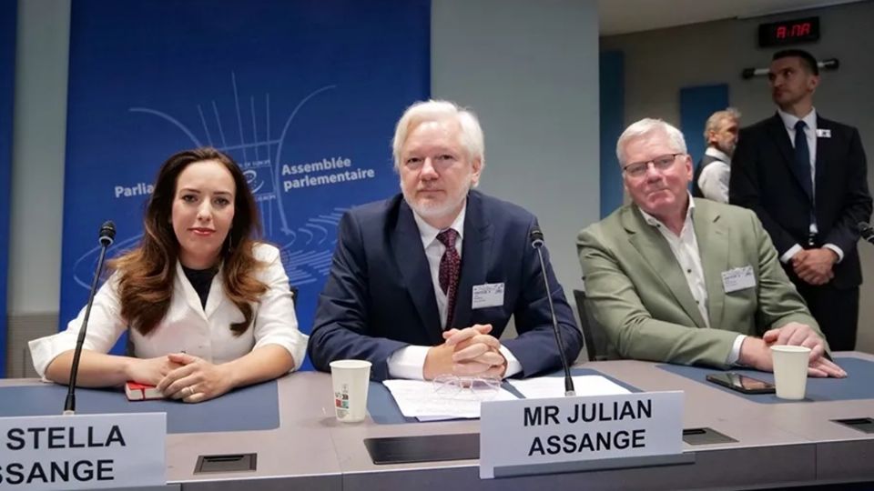 Assange durante una comparecencia ante el Consejo de Europa.