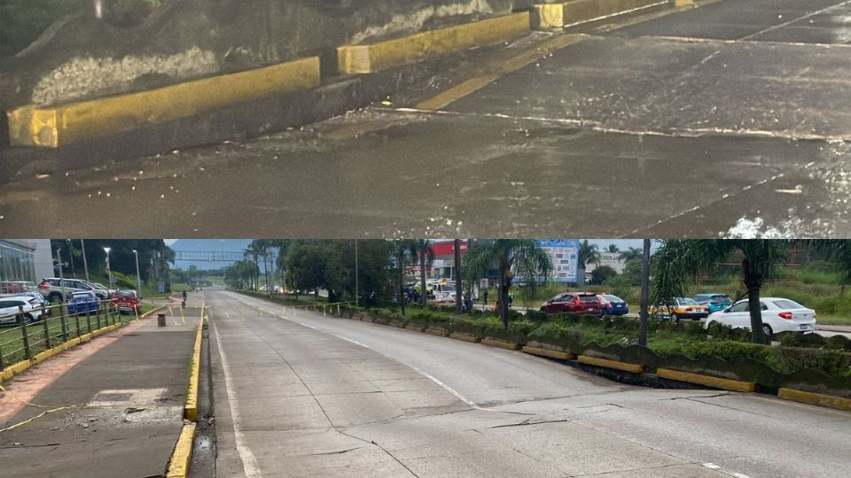 Se forma hundimiento en bulevar de Córdoba tras fuertes lluvias; cierran paso vehicular