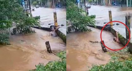 Hombre es arrastrado por arroyo en La Victoria, Catemaco