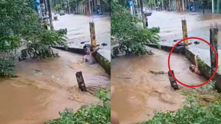 Hombre es arrastrado por arroyo en La Victoria, Catemaco