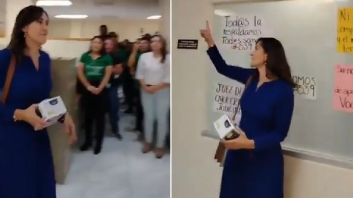 Sorprenden a jueza Cristina Guzmán al llegar a su oficina: “¡No estás sola!” |VIDEO