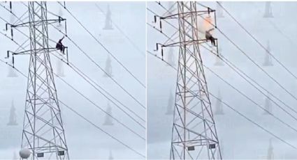 Hombre escala torre en Naucalpan y captan cómo recibe descarga eléctrica