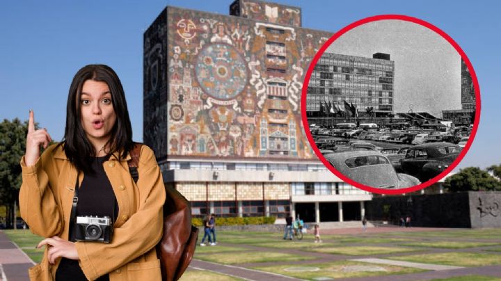 Así lucía el estacionamiento de la UNAM y su famosa biblioteca en los 50's