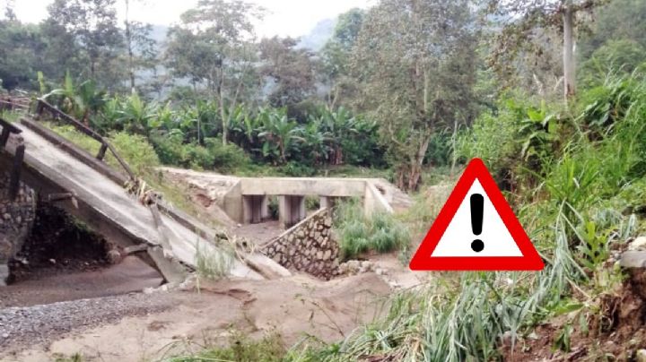 Por lluvias, se desploma puente en Zongolica; hay comunidades incomunicadas