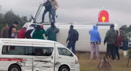 Choca combi de transporte público en Tizayuca; deja 13 lesionados I Fotos