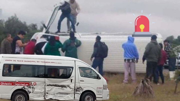 Choca combi de transporte público en Tizayuca; deja 13 lesionados I Fotos